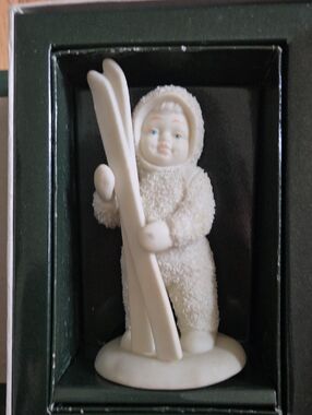 Department 56 White Porcelain Snow Baby Figurine with Skis